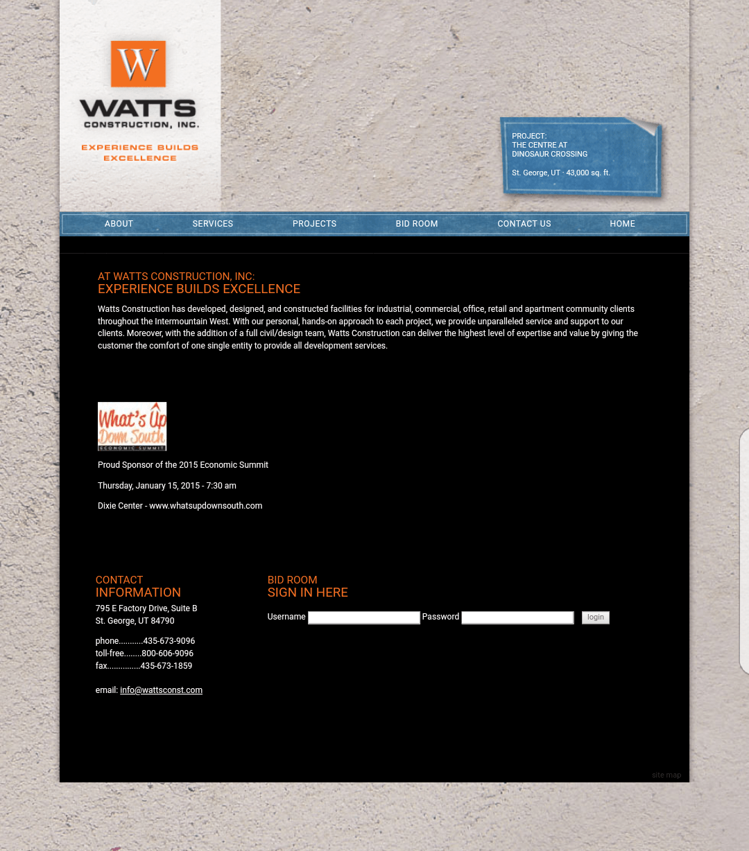 Previous Watts Construction website