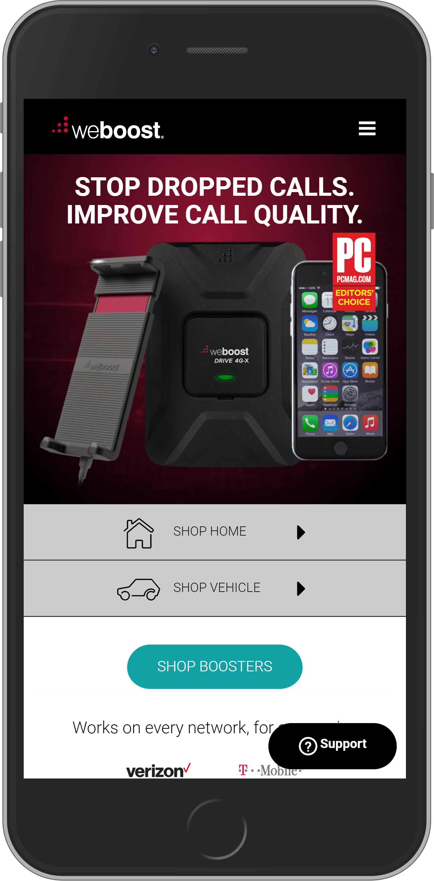 weBoost website on mobile